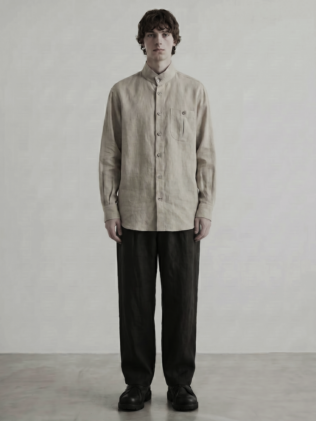 Band Collar Pocket Shirt